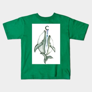 humpback whale moon Kids T-Shirt